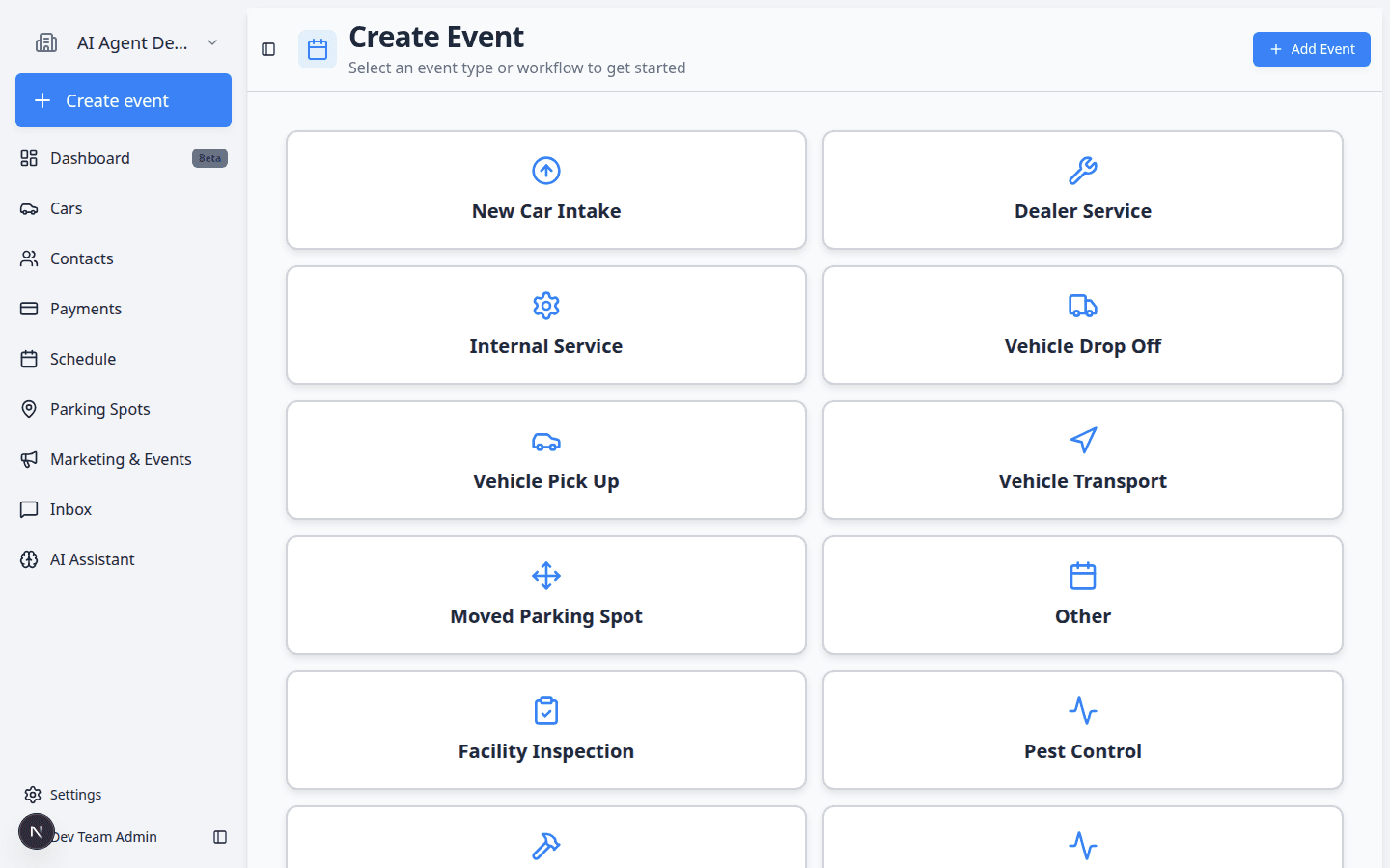 Dashboard sidebar with AI Assistant listed below Inbox
