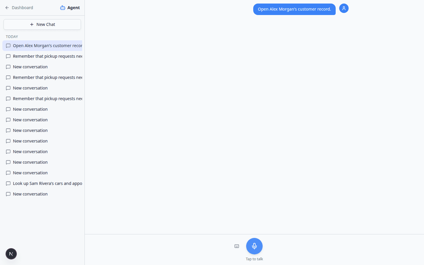 Navigation bar at the bottom of AI Assistant with Go now and Cancel
