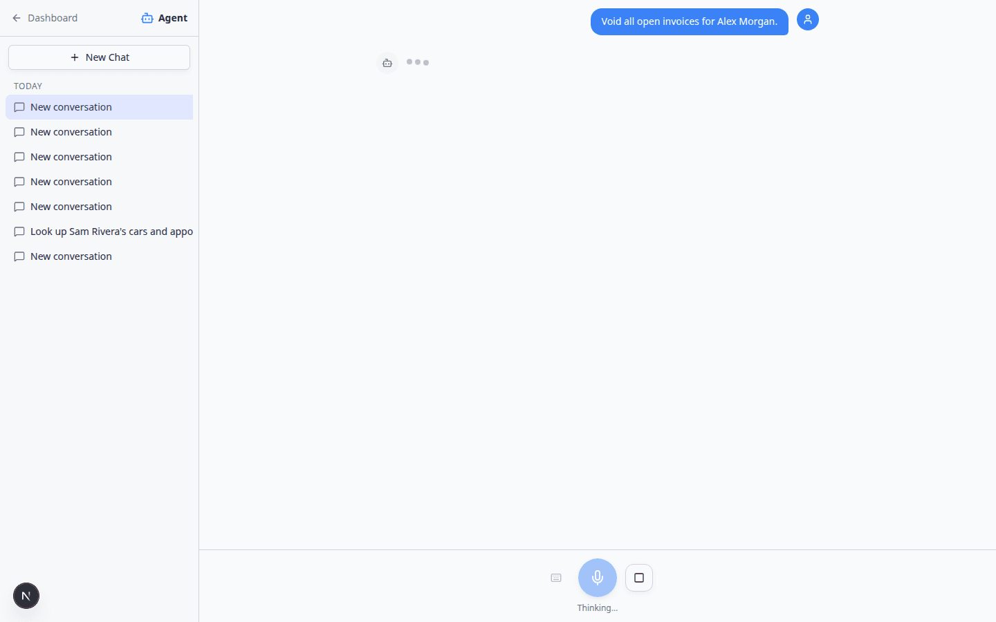 AI Assistant reply explaining that the user does not have permission to access Payments