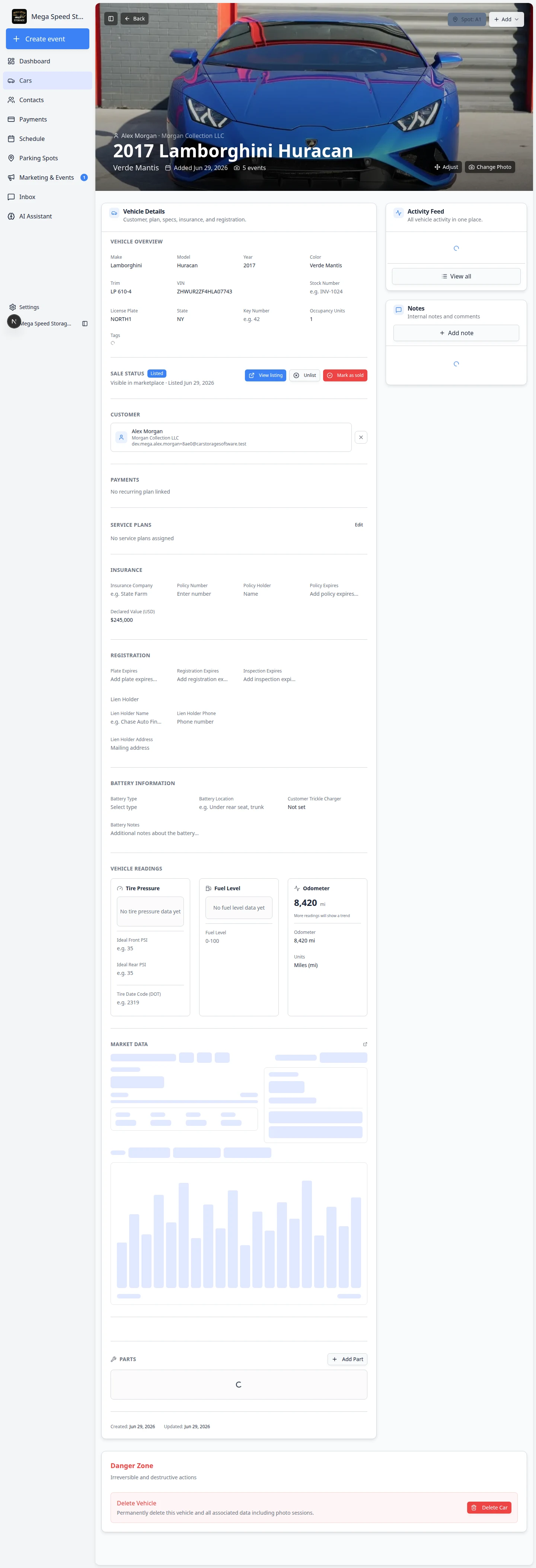 Create car form linked to a customer