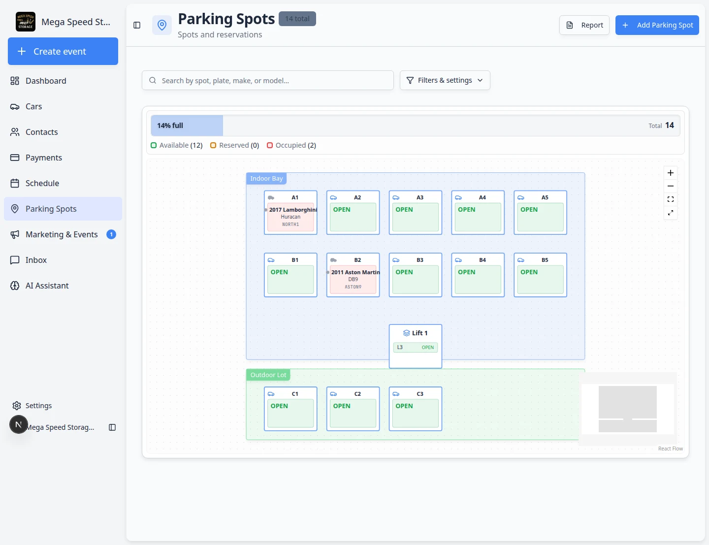 Parking map view for vehicle moves