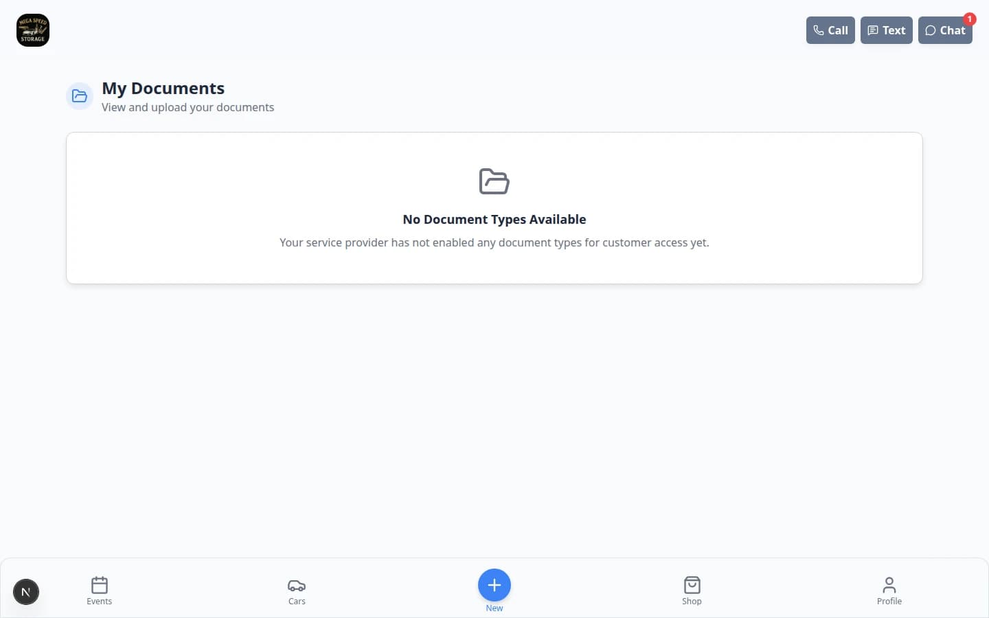 Customer portal Documents page showing shared files and agreements linked to the customer account