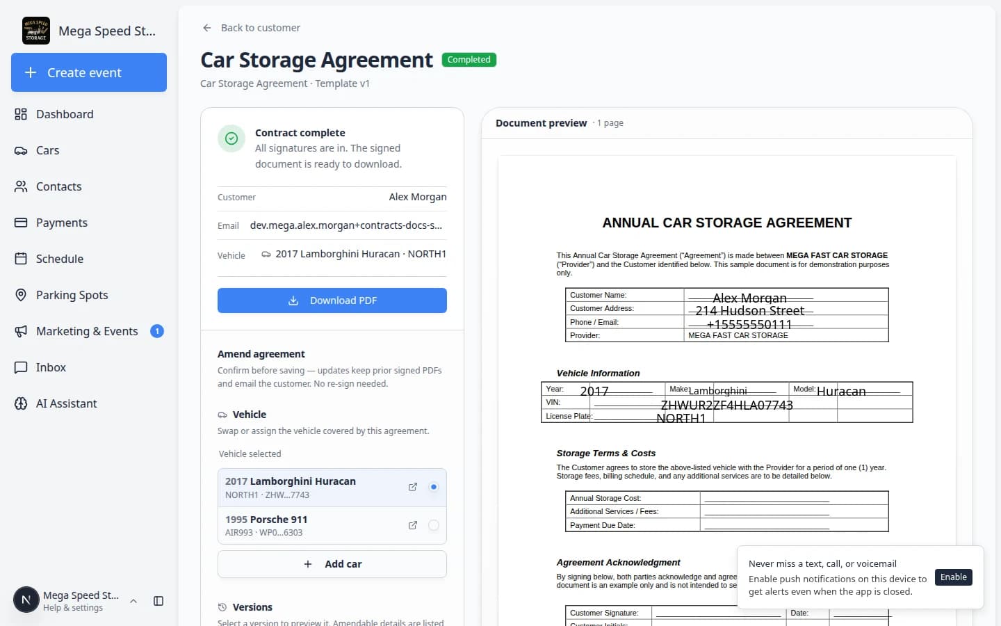 Contract amendment management