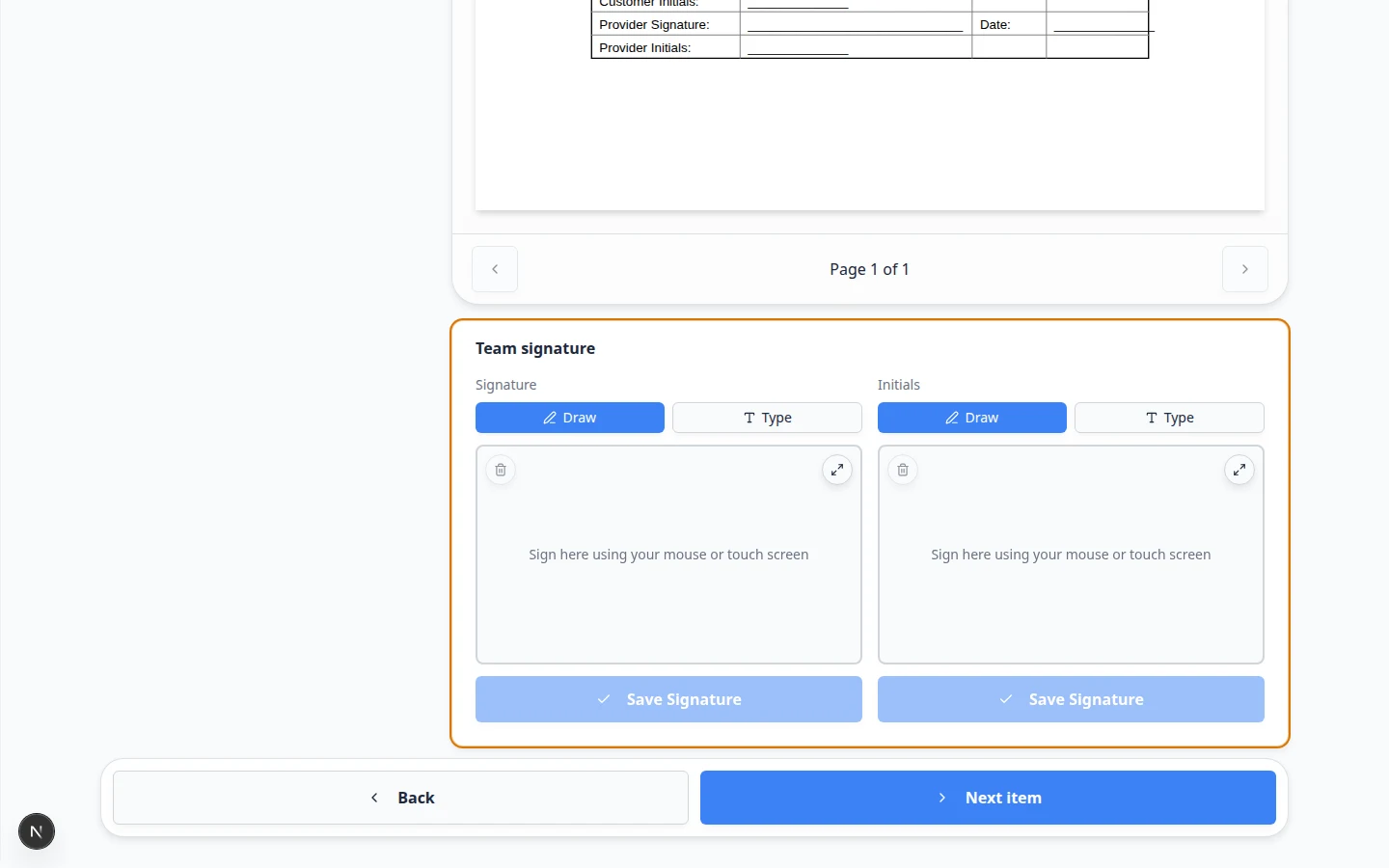 Contract compose review step