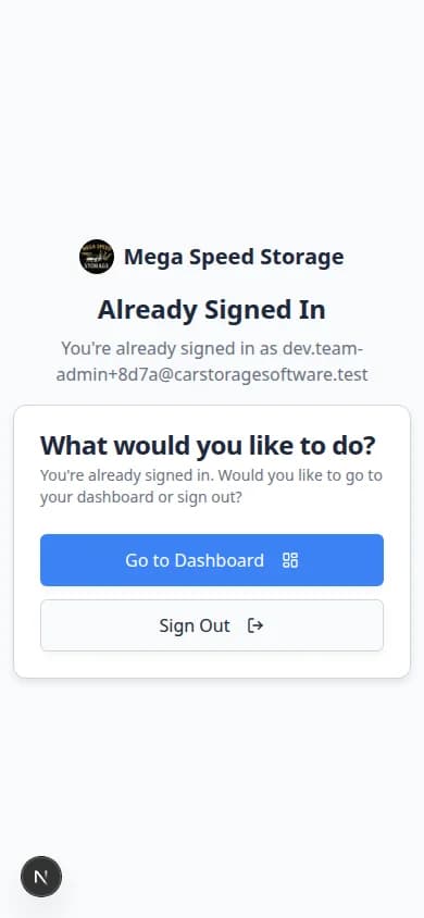 Customer sign-in page on a phone-sized screen showing facility branding and an email field