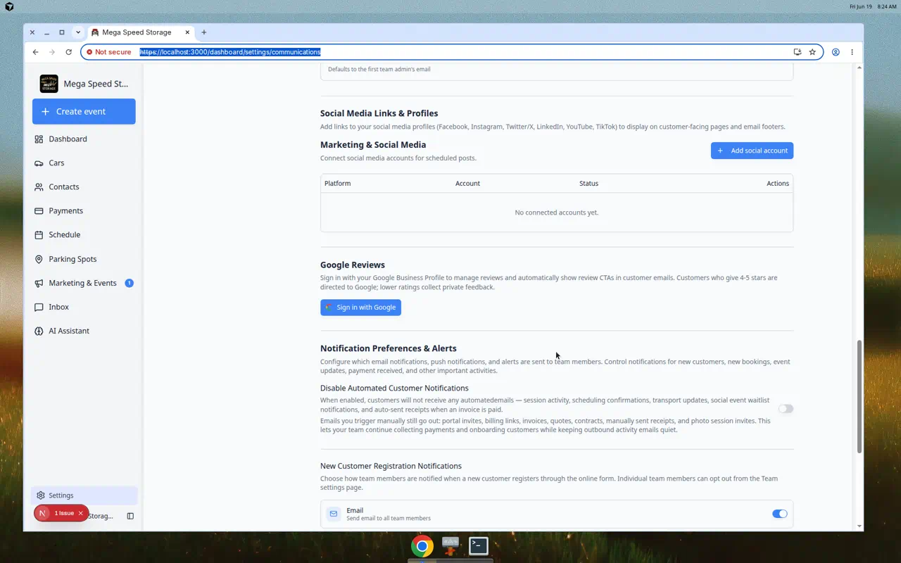 Communications settings focused on Notification Preferences and Alerts