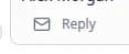 Close-up of an email message in the Inbox timeline with the Reply button highlighted