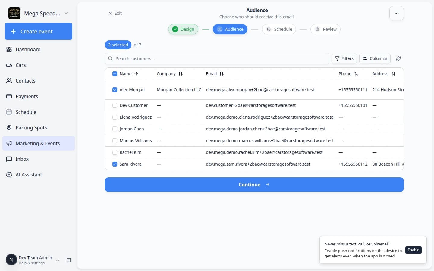 Edit Email screen with subject line and email body editor for a draft campaign
