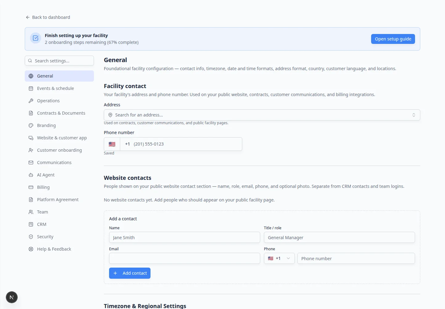 General settings Date and Time Format section showing date style and 12-hour or 24-hour time options