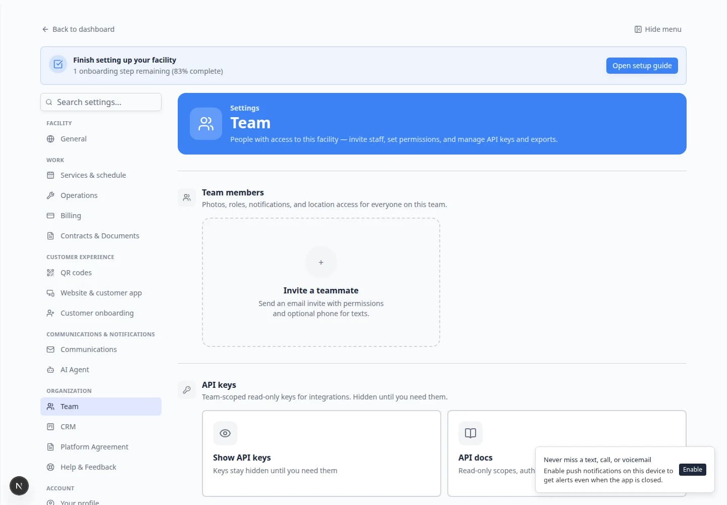 Staff notification preferences with scope and channel controls