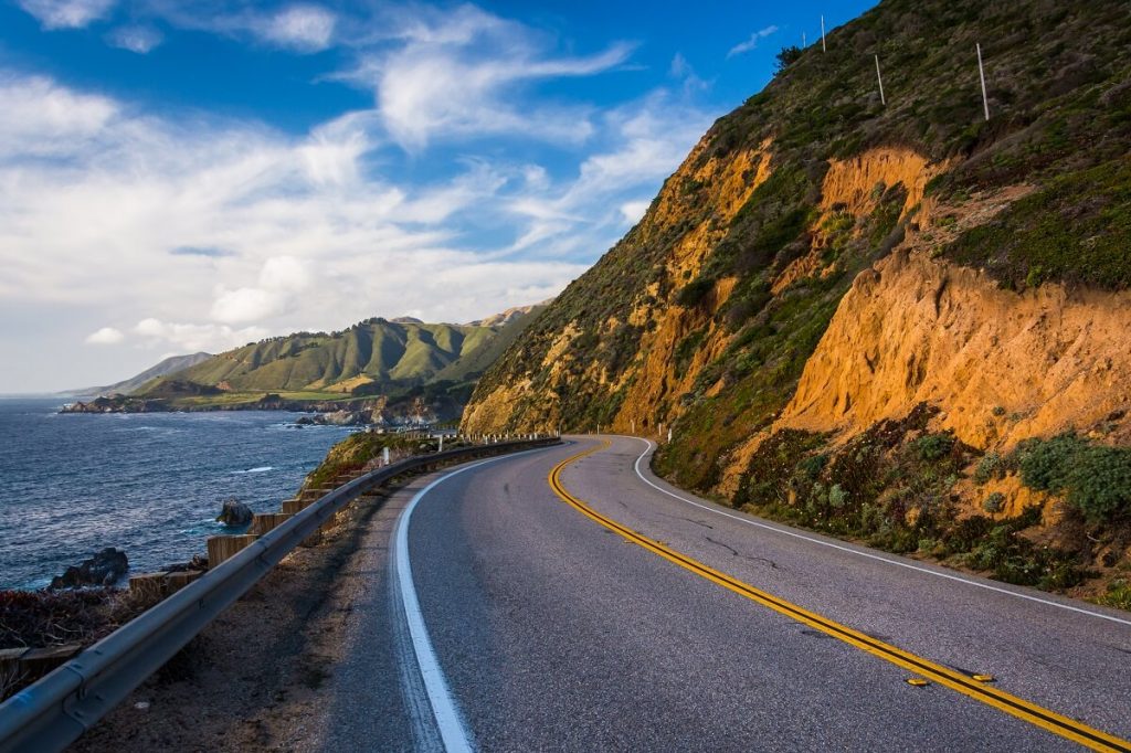 Pacific Coast Highway winding along the ocean